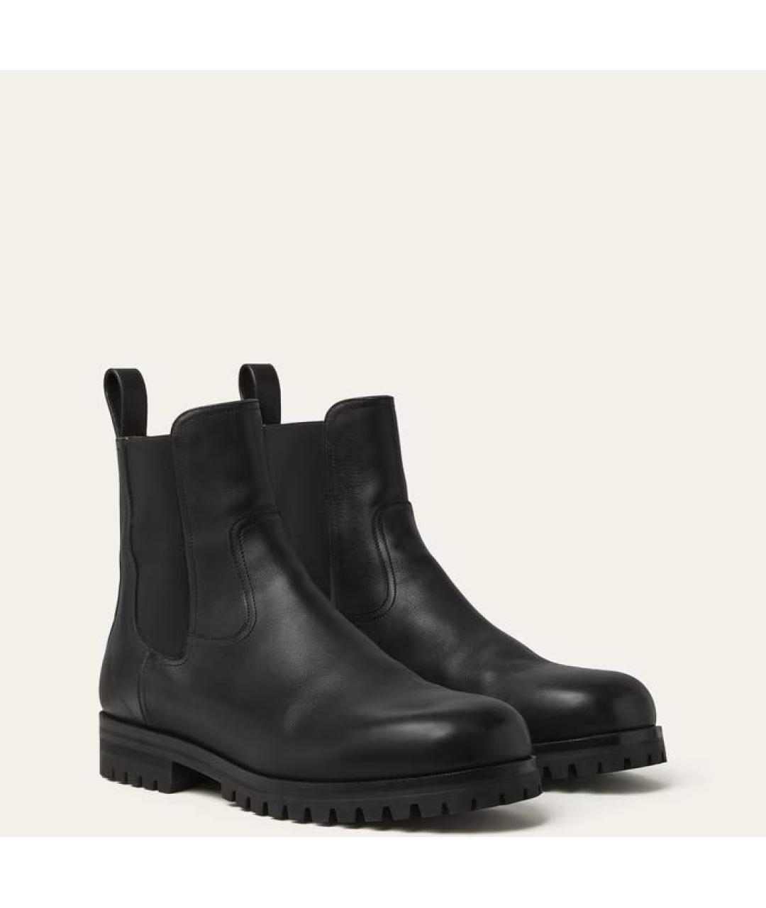 LORO PIANA Черные кожаные высокие ботинки, фото 2