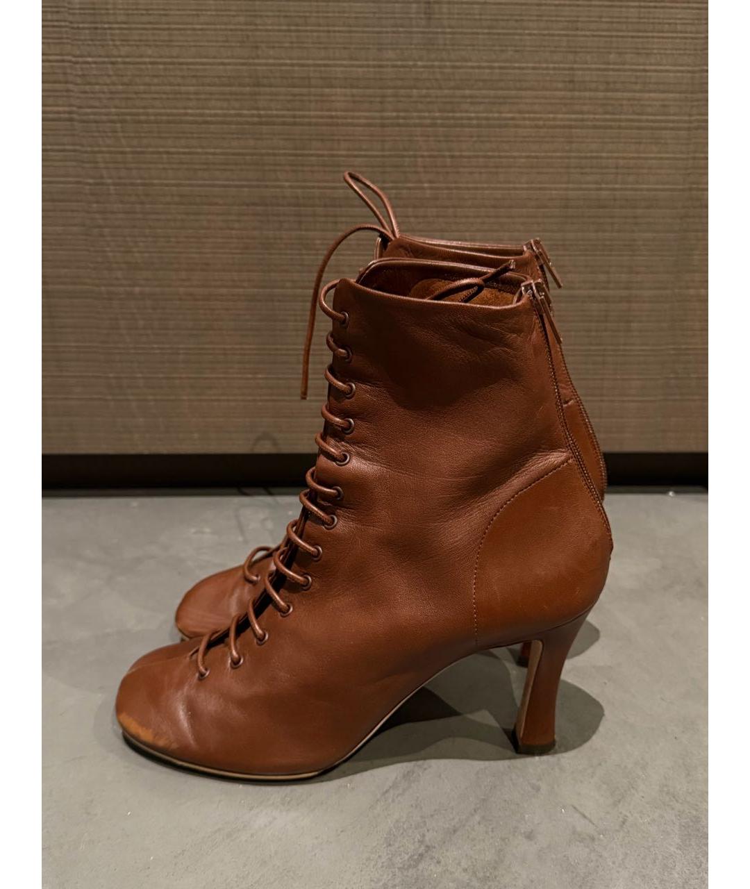 CELINE Коричневые кожаные ботильоны, фото 5