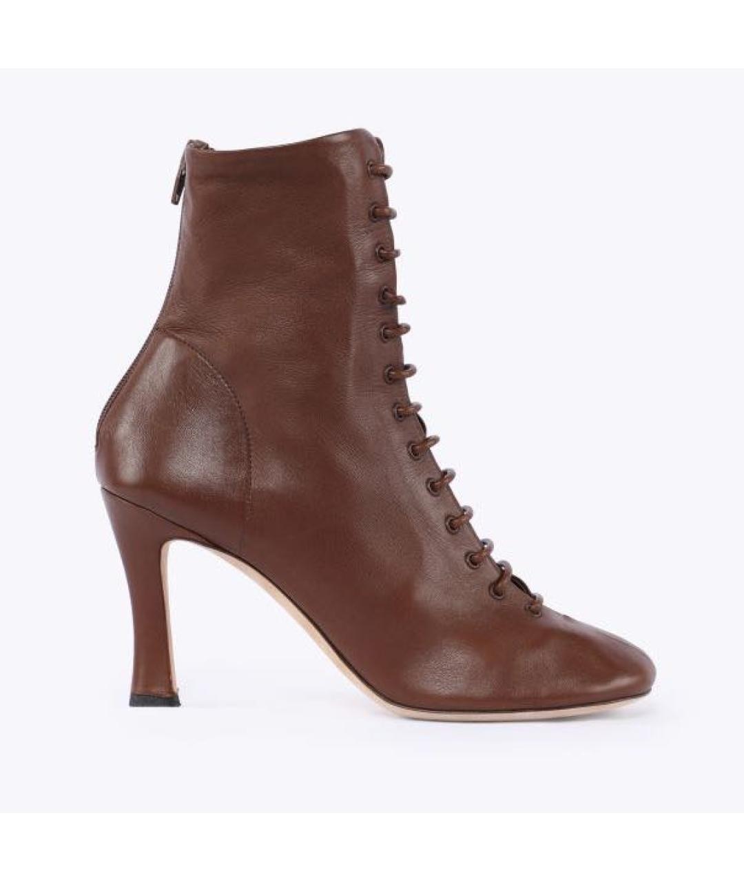 CELINE Коричневые кожаные ботильоны, фото 9