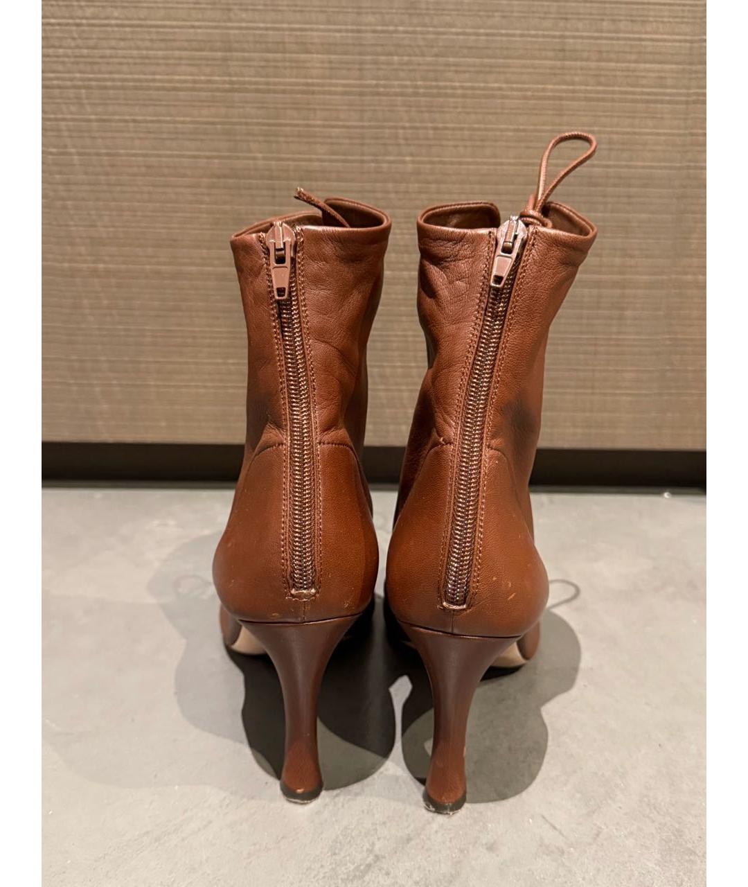 CELINE Коричневые кожаные ботильоны, фото 3