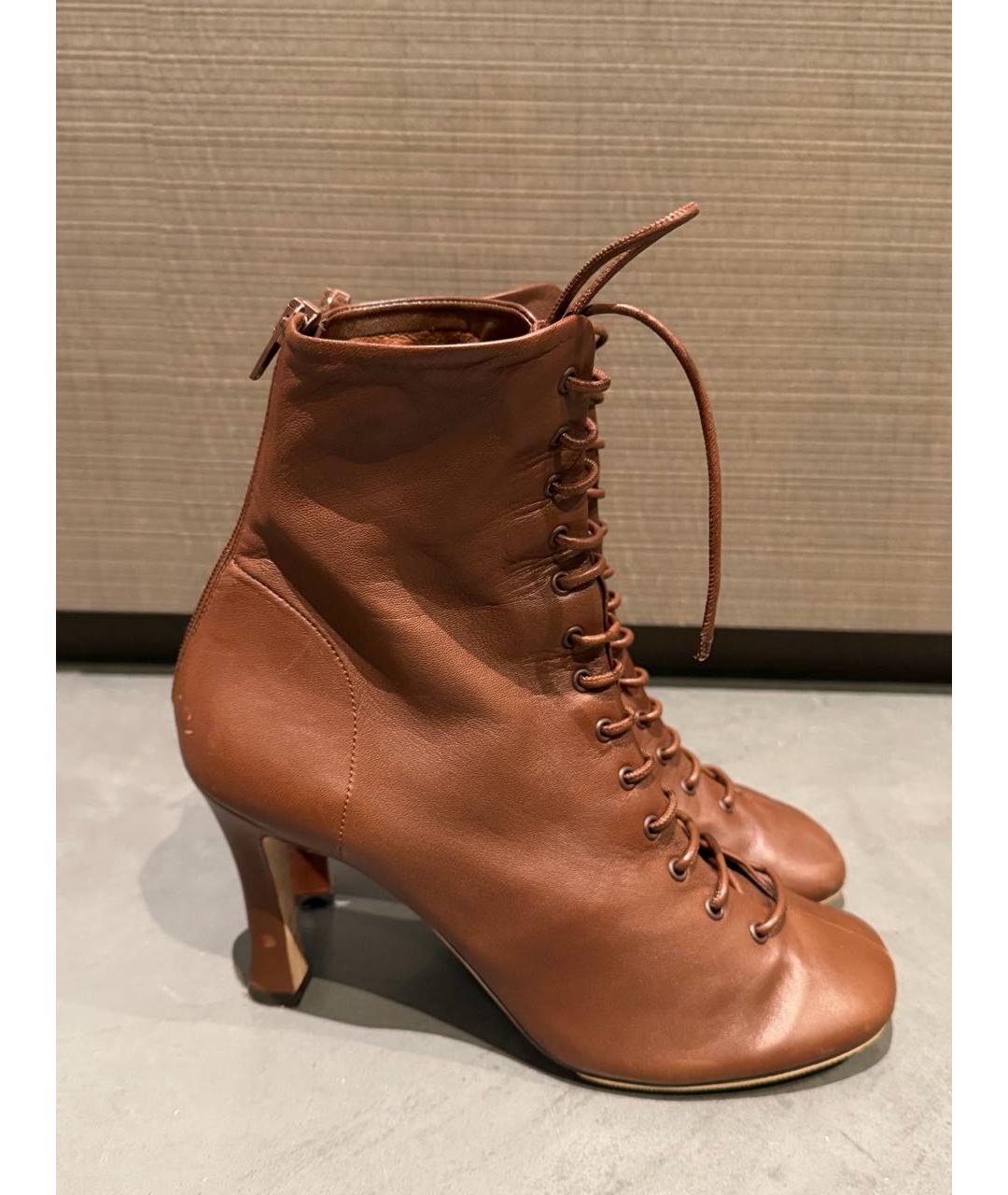 CELINE Коричневые кожаные ботильоны, фото 2