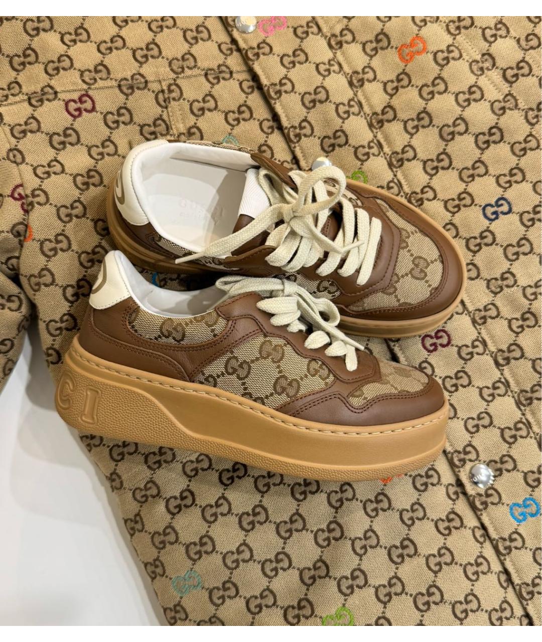GUCCI Коричневые кеды, фото 2