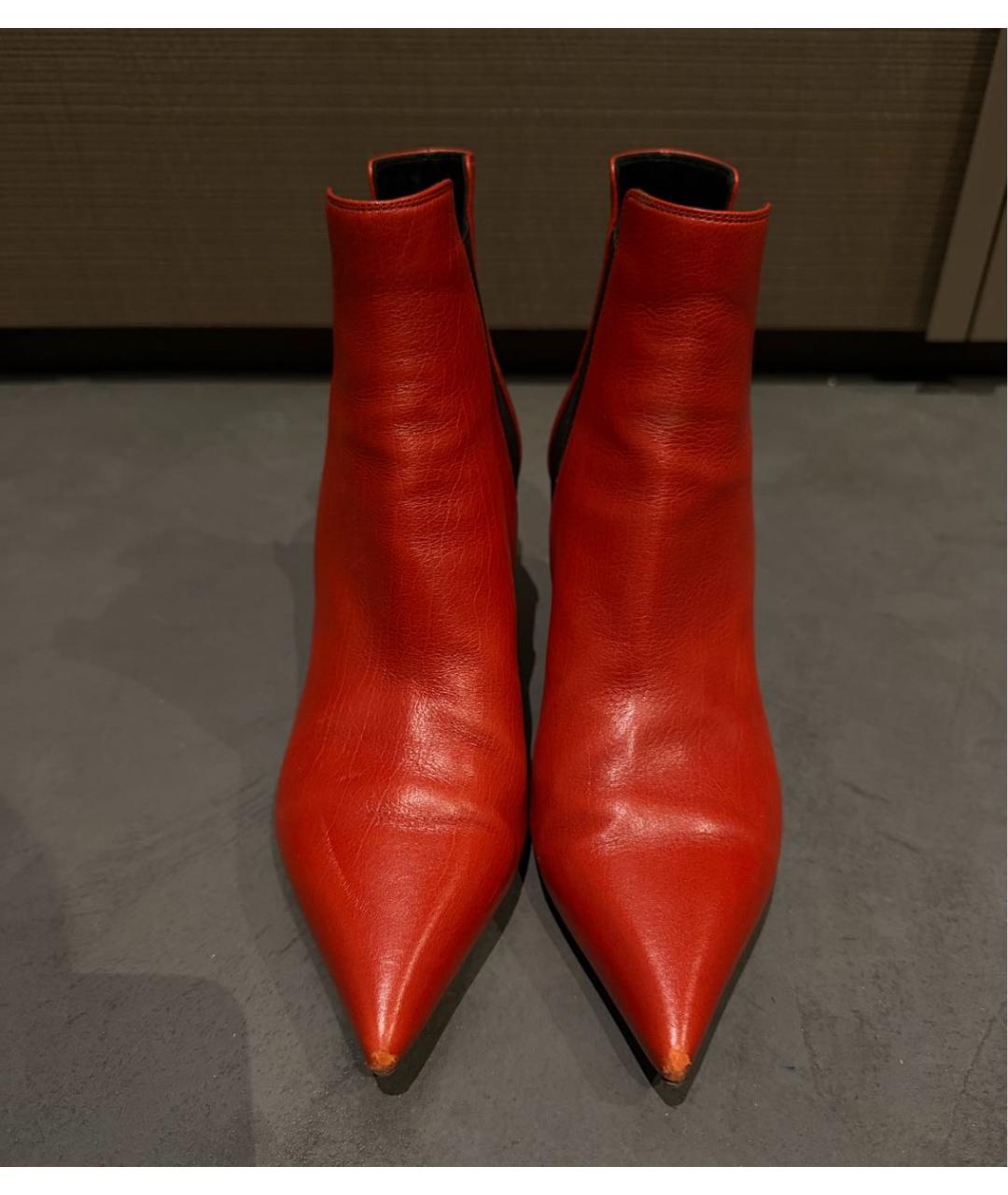 CELINE Красные кожаные ботильоны, фото 3