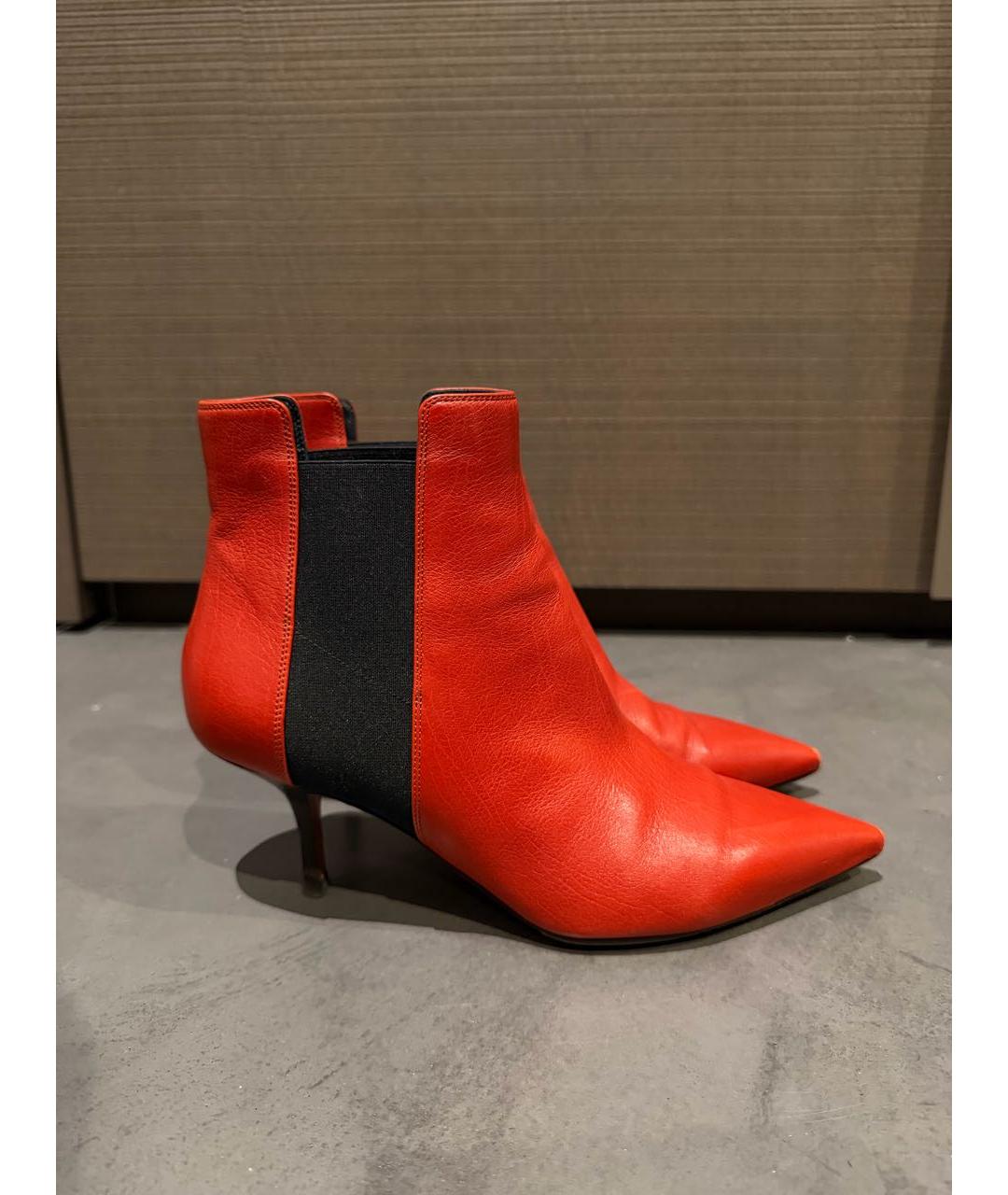 CELINE Красные кожаные ботильоны, фото 7