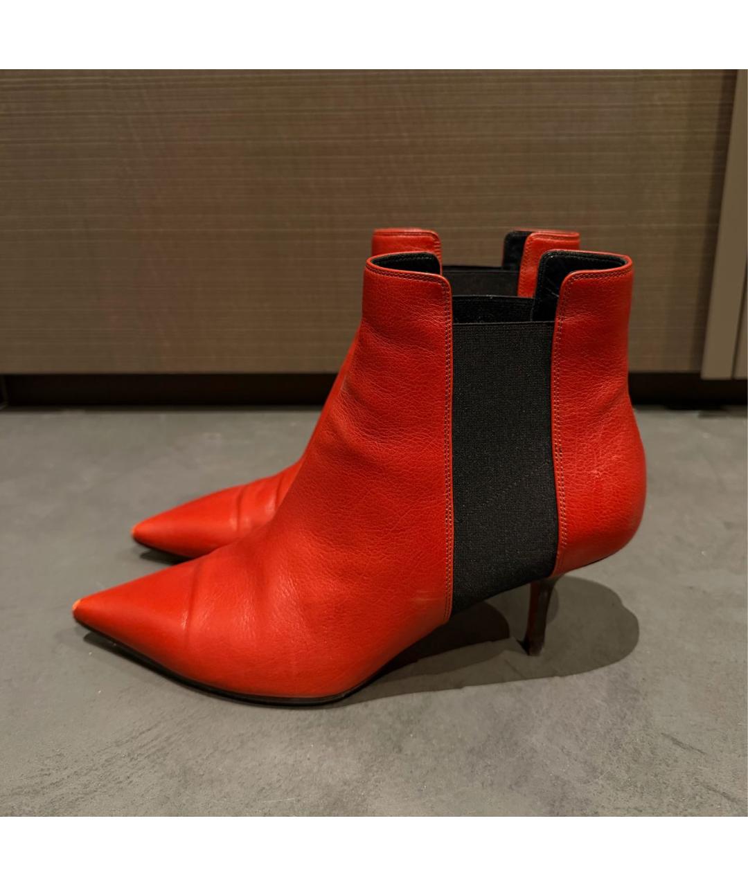 CELINE Красные кожаные ботильоны, фото 8