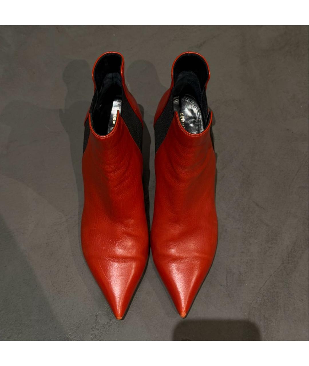 CELINE Красные кожаные ботильоны, фото 2
