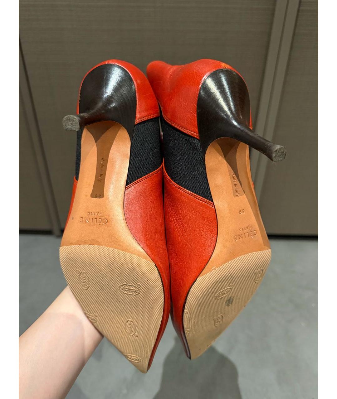 CELINE Красные кожаные ботильоны, фото 6