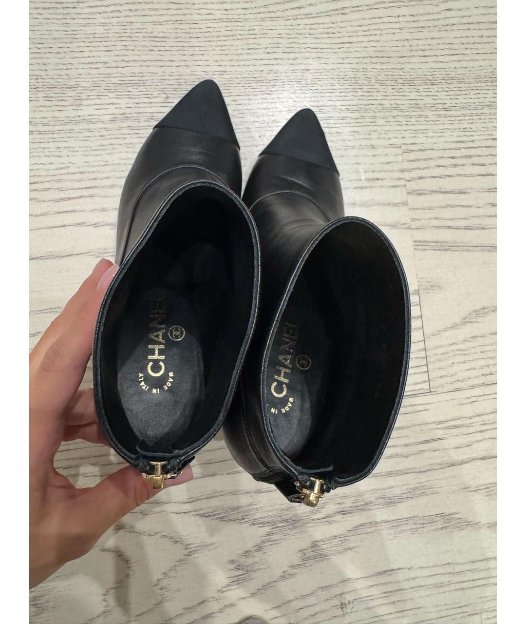 CHANEL Черные кожаные ботильоны, фото 4
