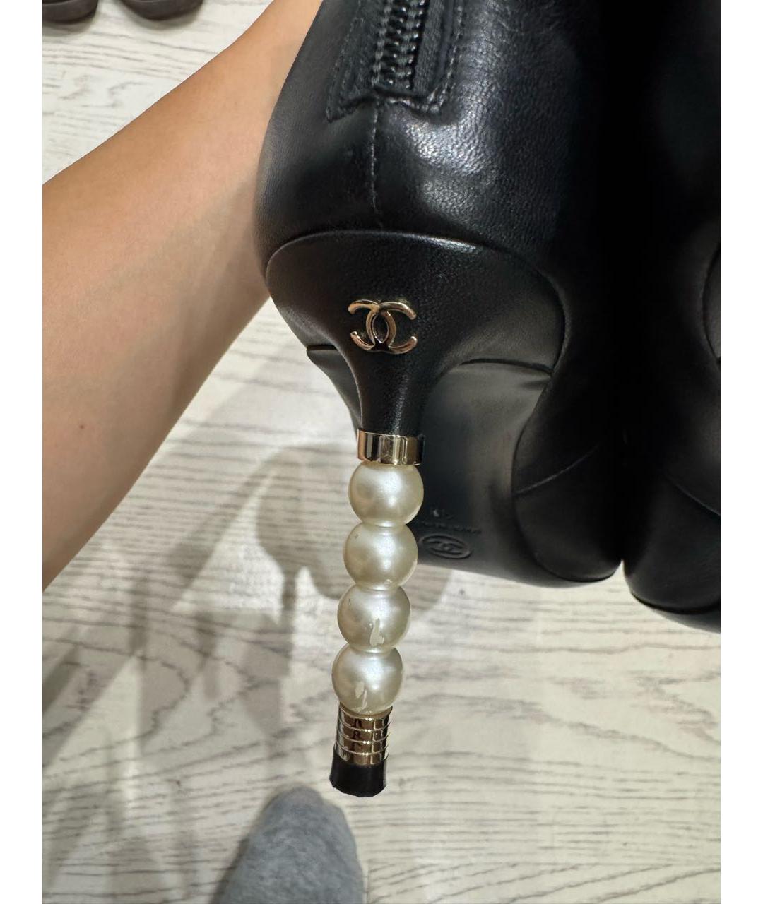 CHANEL Черные кожаные ботильоны, фото 6