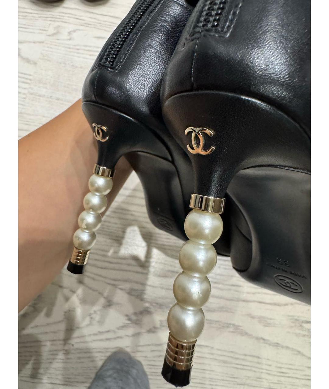 CHANEL Черные кожаные ботильоны, фото 5