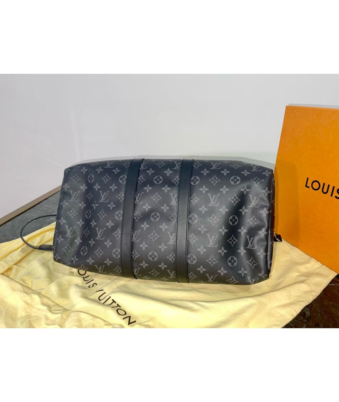 LOUIS VUITTON Черная кожаная дорожная/спортивная сумка, фото 3