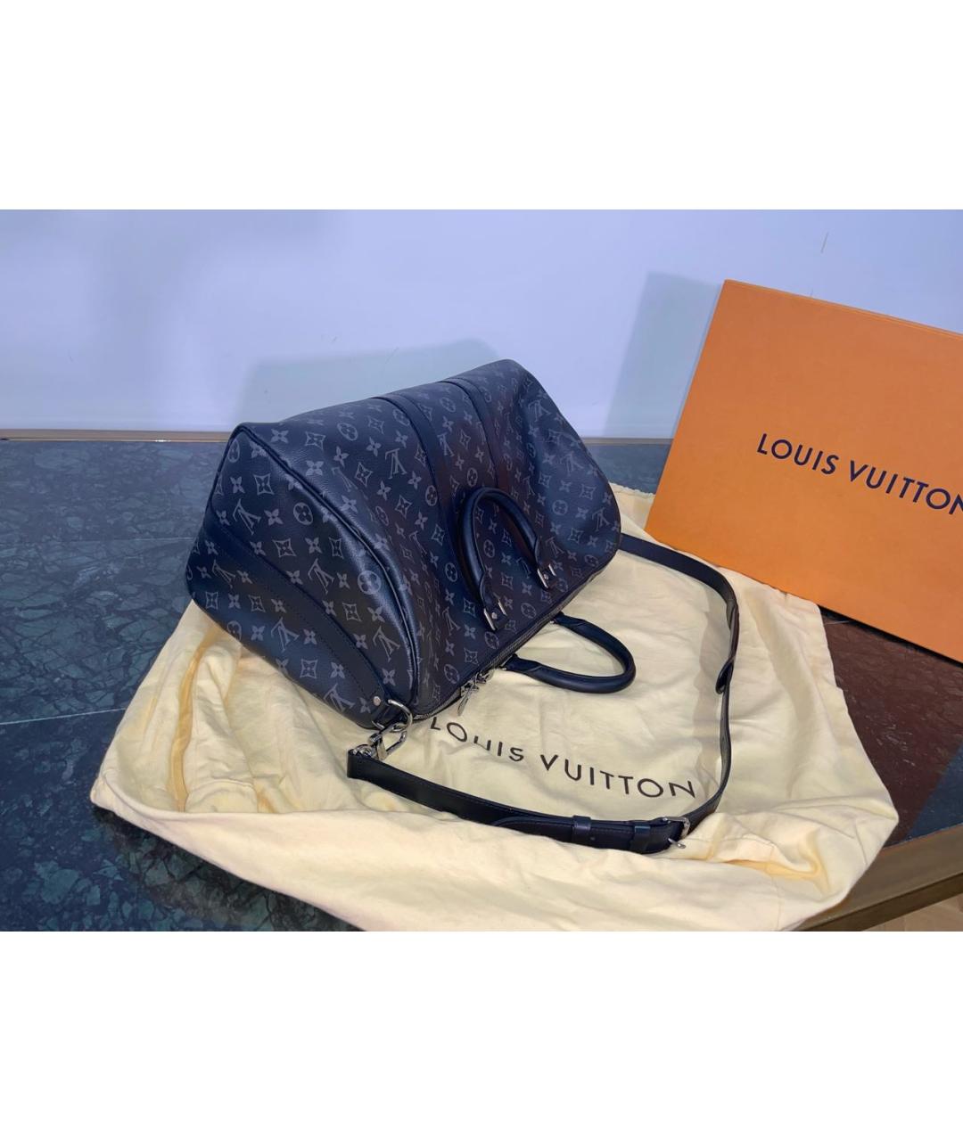 LOUIS VUITTON Черная кожаная дорожная/спортивная сумка, фото 7