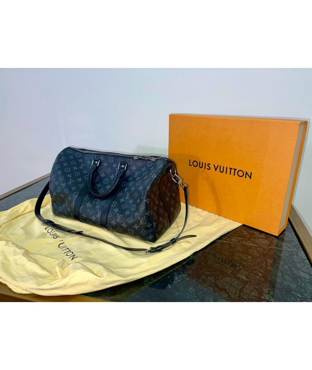 LOUIS VUITTON Черная кожаная дорожная/спортивная сумка, фото 6