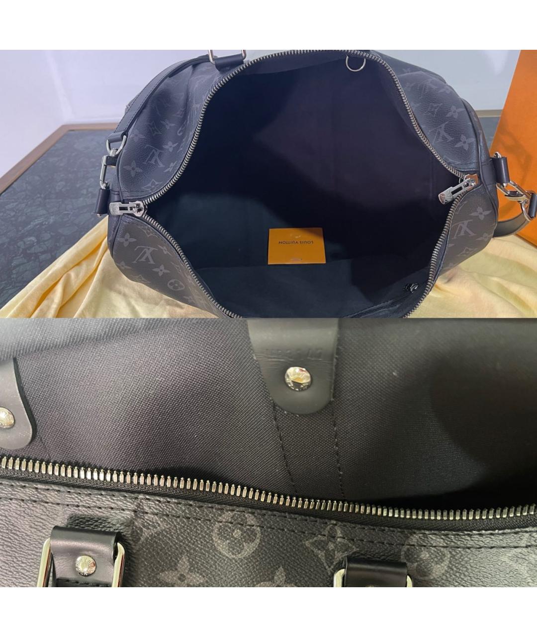 LOUIS VUITTON Черная кожаная дорожная/спортивная сумка, фото 4