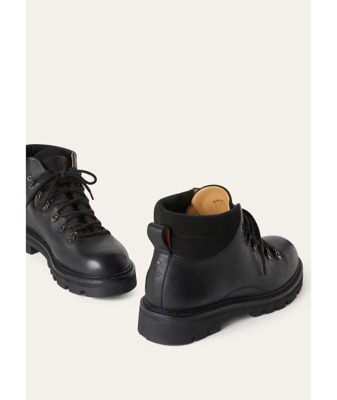 LORO PIANA Черные кожаные высокие ботинки, фото 6