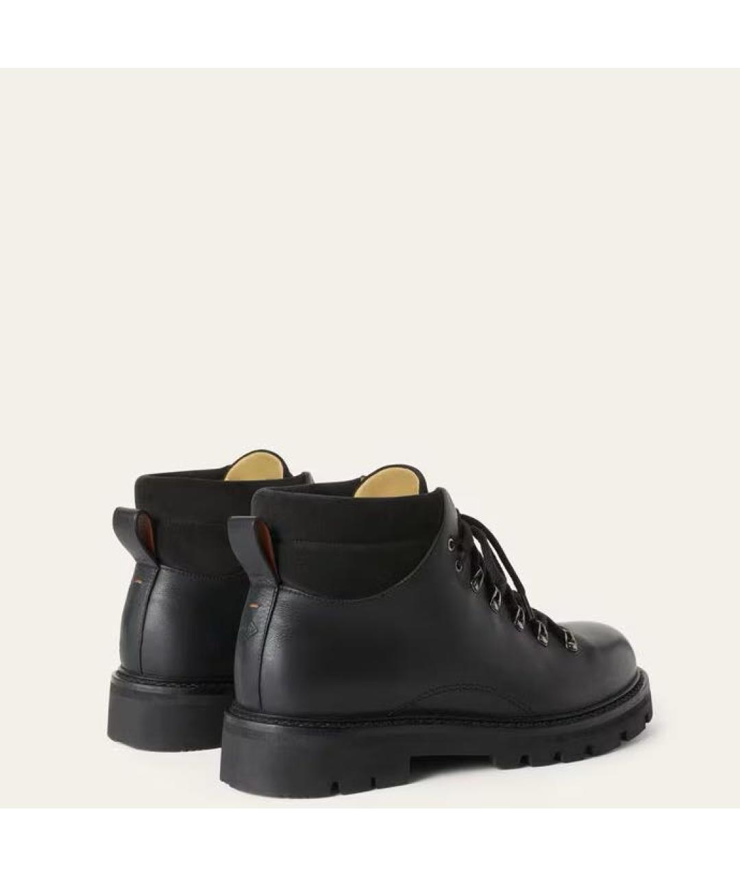 LORO PIANA Черные кожаные высокие ботинки, фото 3