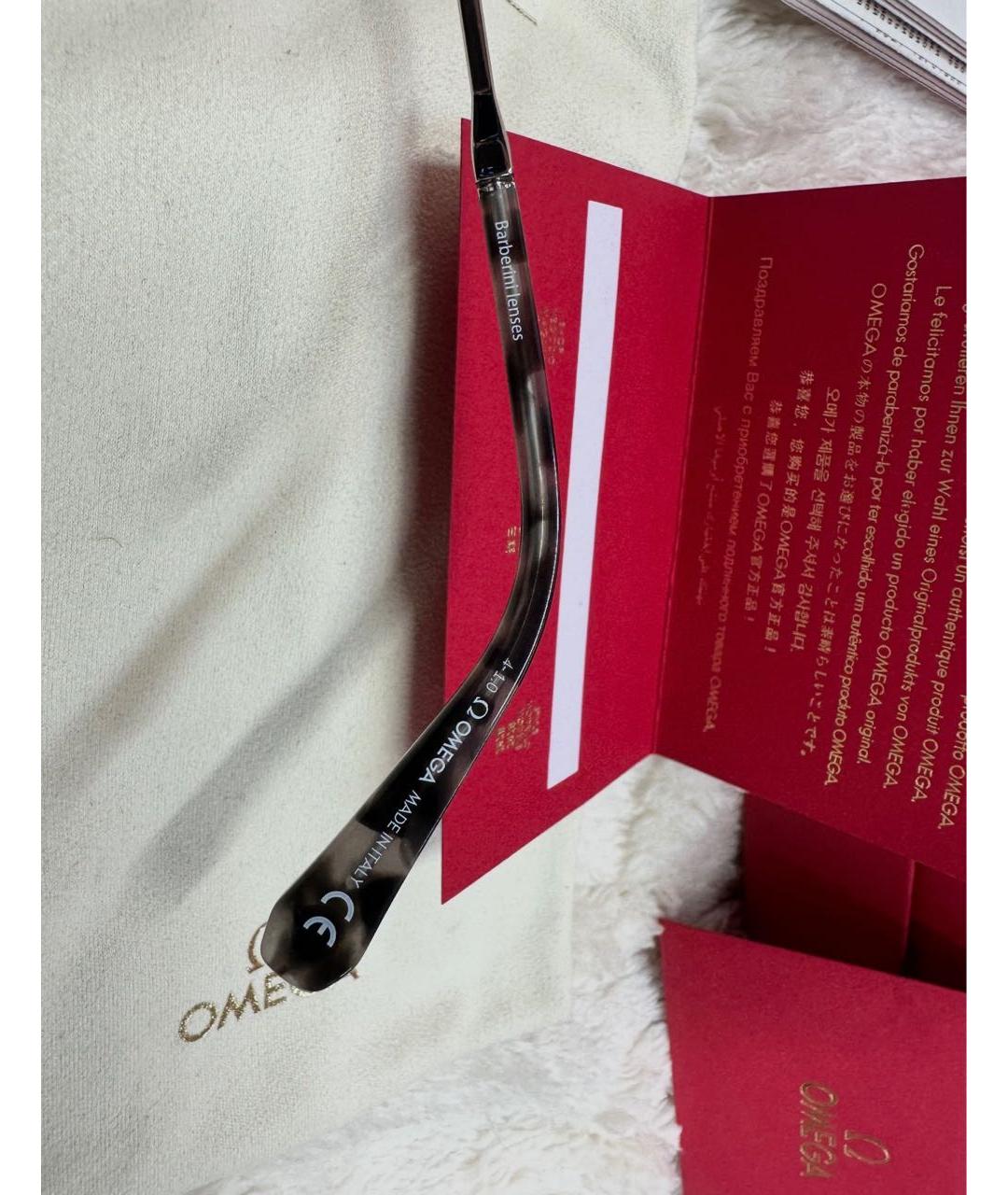 OMEGA Антрацитовые металлические солнцезащитные очки, фото 2