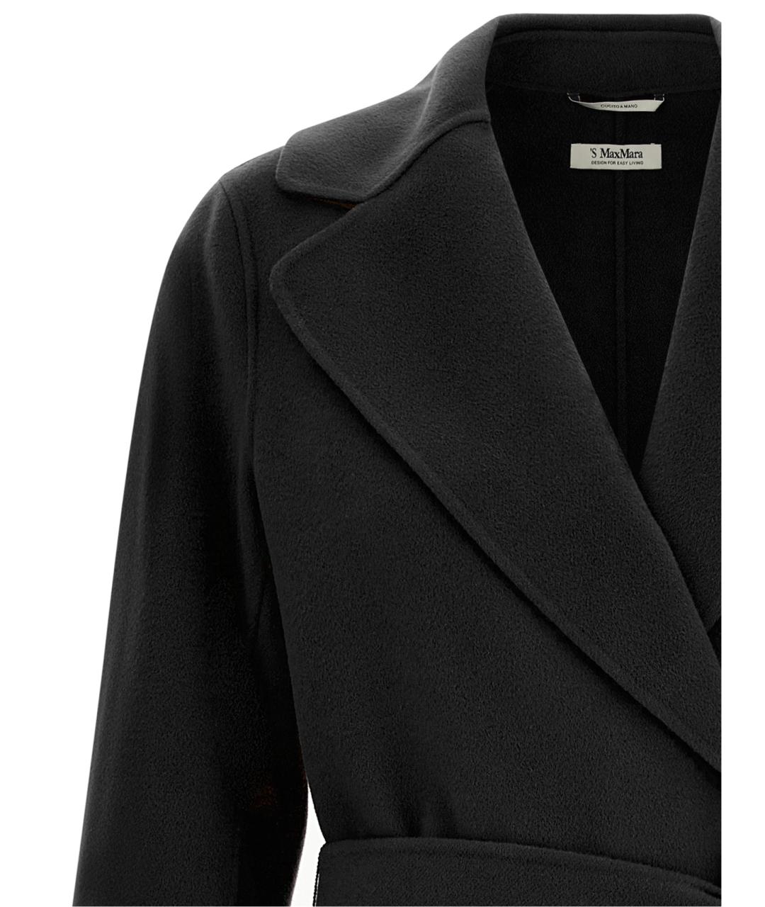'S MAX MARA Черное шерстяное пальто, фото 3