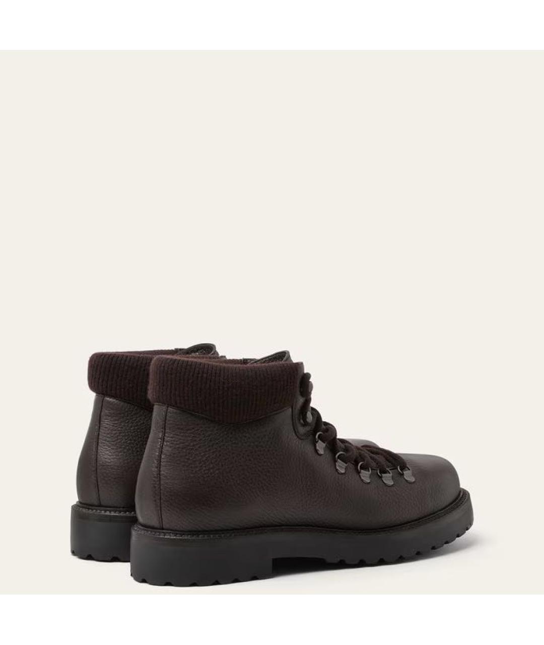 LORO PIANA Коричневые кожаные высокие ботинки, фото 3
