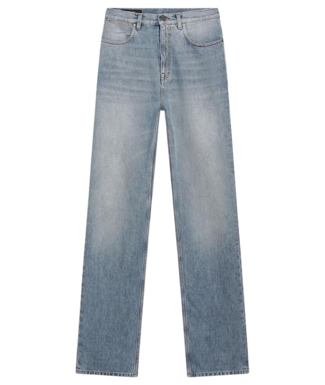 GUCCI Голубые хлопковые прямые джинсы, фото 1