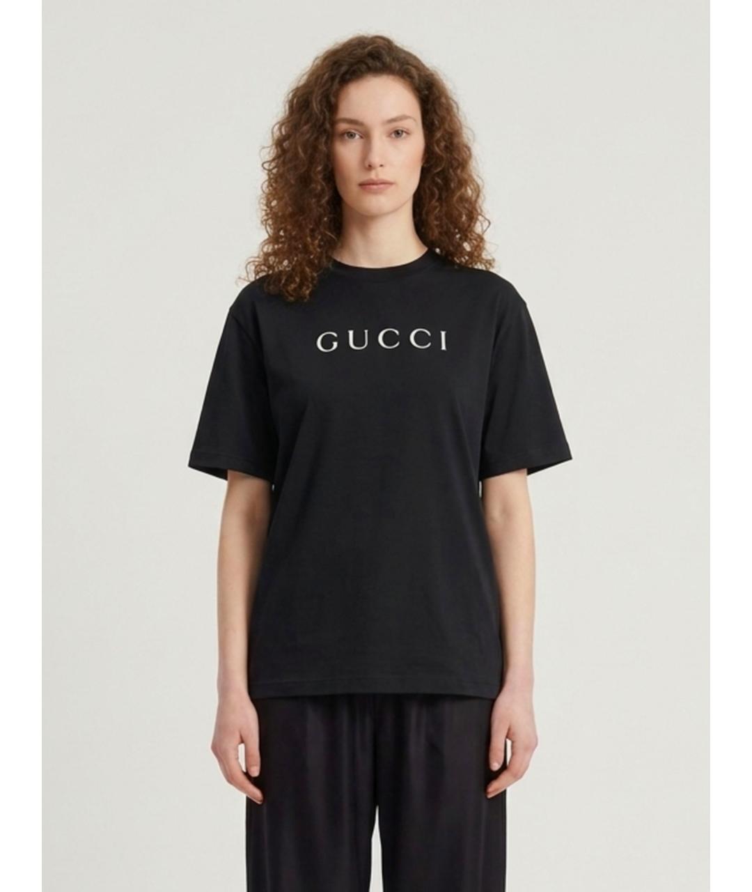 GUCCI Черная хлопковая футболка, фото 4