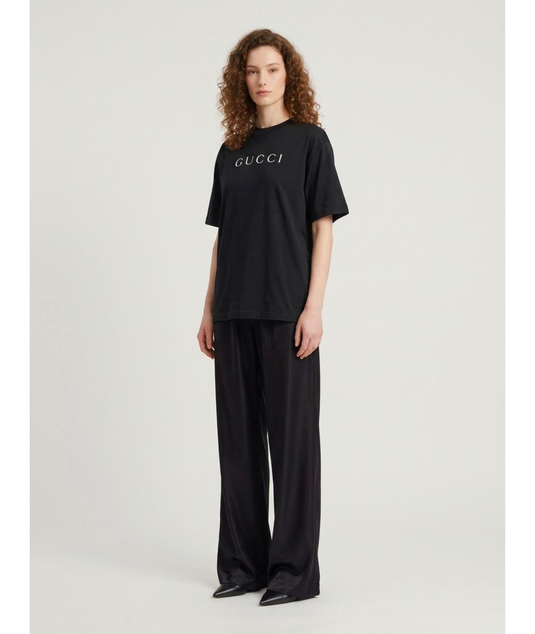 GUCCI Черная хлопковая футболка, фото 2