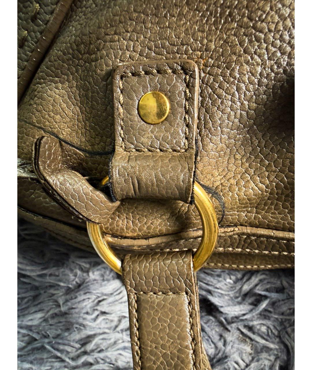 SAINT LAURENT Бежевая кожаная сумка с короткими ручками, фото 3