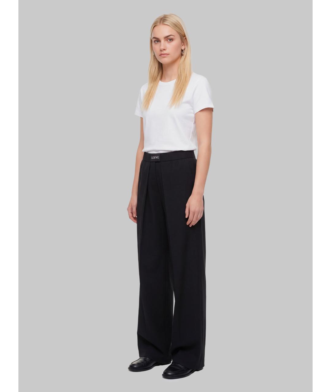 LOEWE Черные шерстяные прямые брюки, фото 2