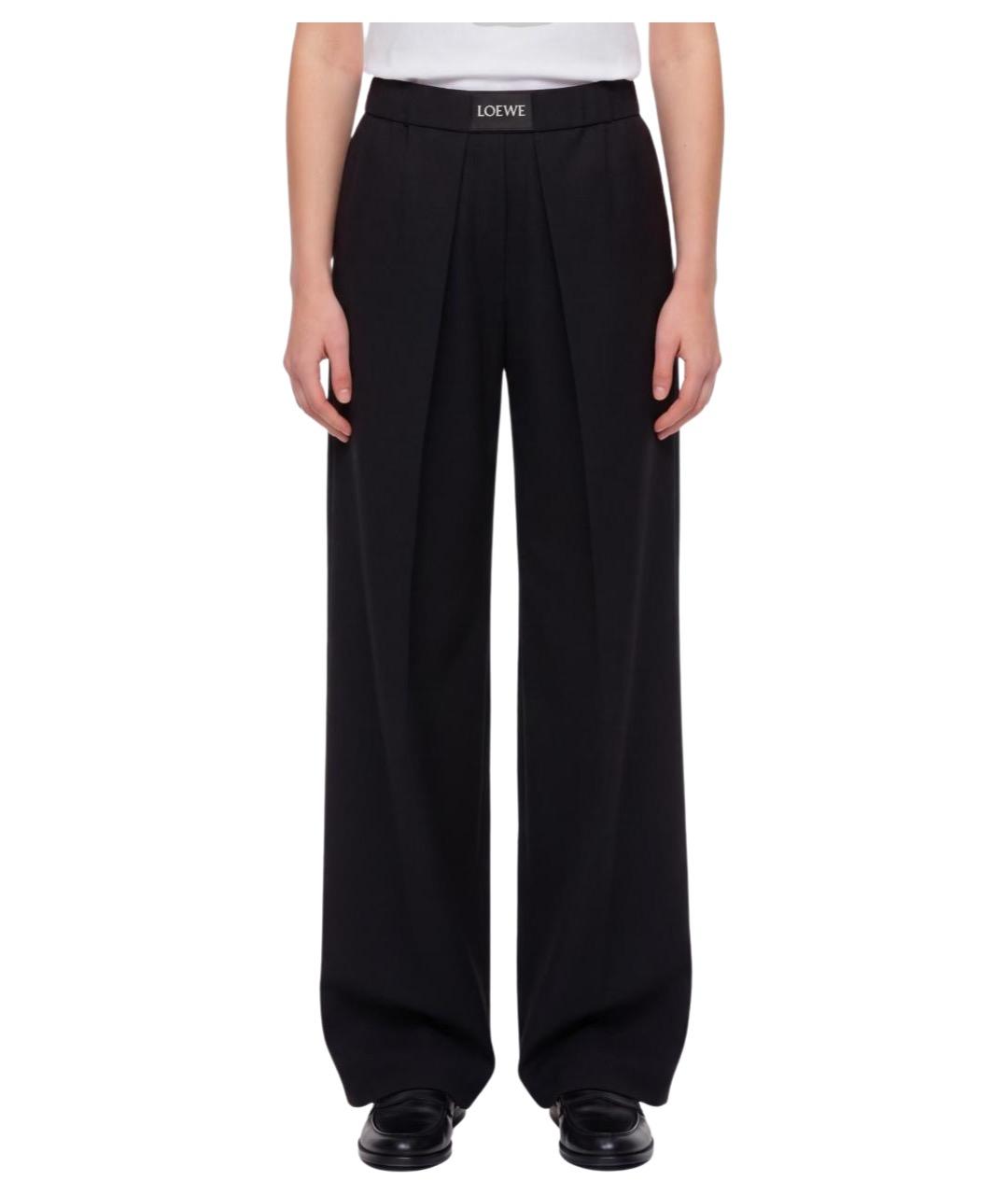 LOEWE Черные шерстяные прямые брюки, фото 1
