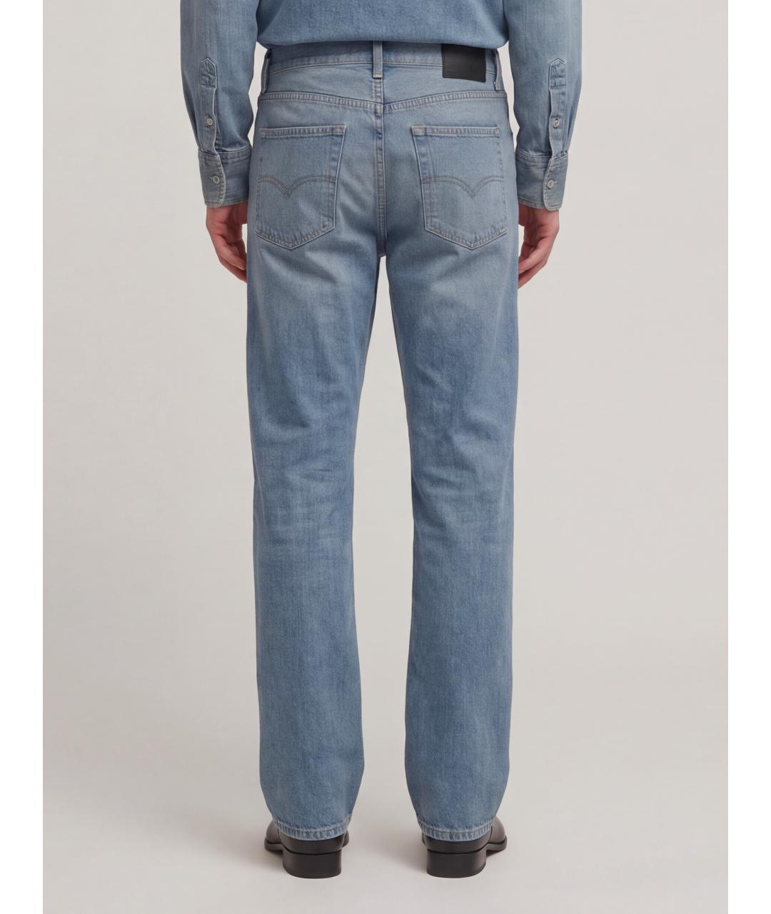 GUCCI Голубые хлопковые прямые джинсы, фото 4