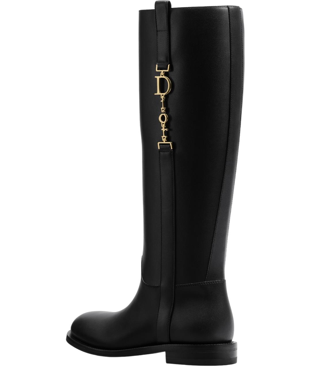 CHRISTIAN DIOR Черные кожаные сапоги, фото 2