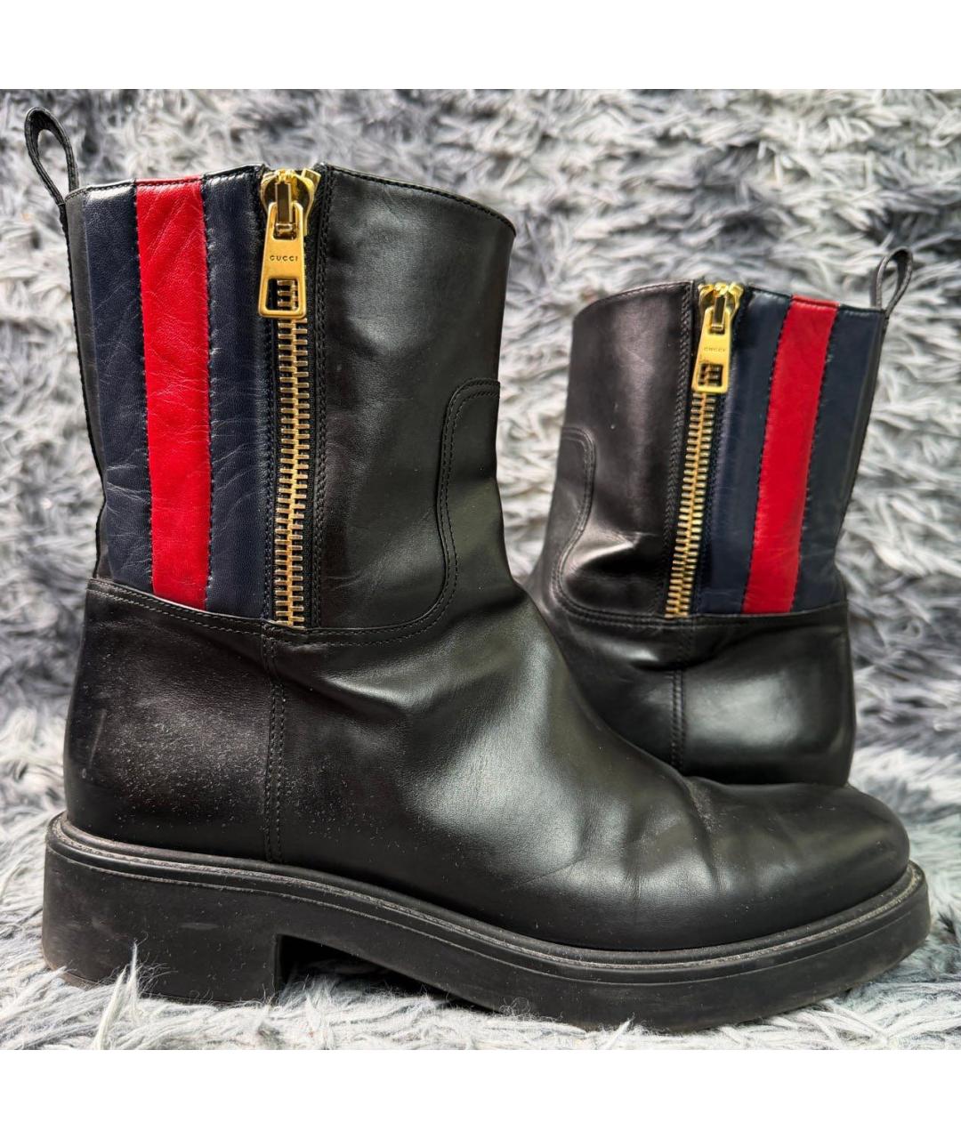 GUCCI Черные кожаные ботинки, фото 4