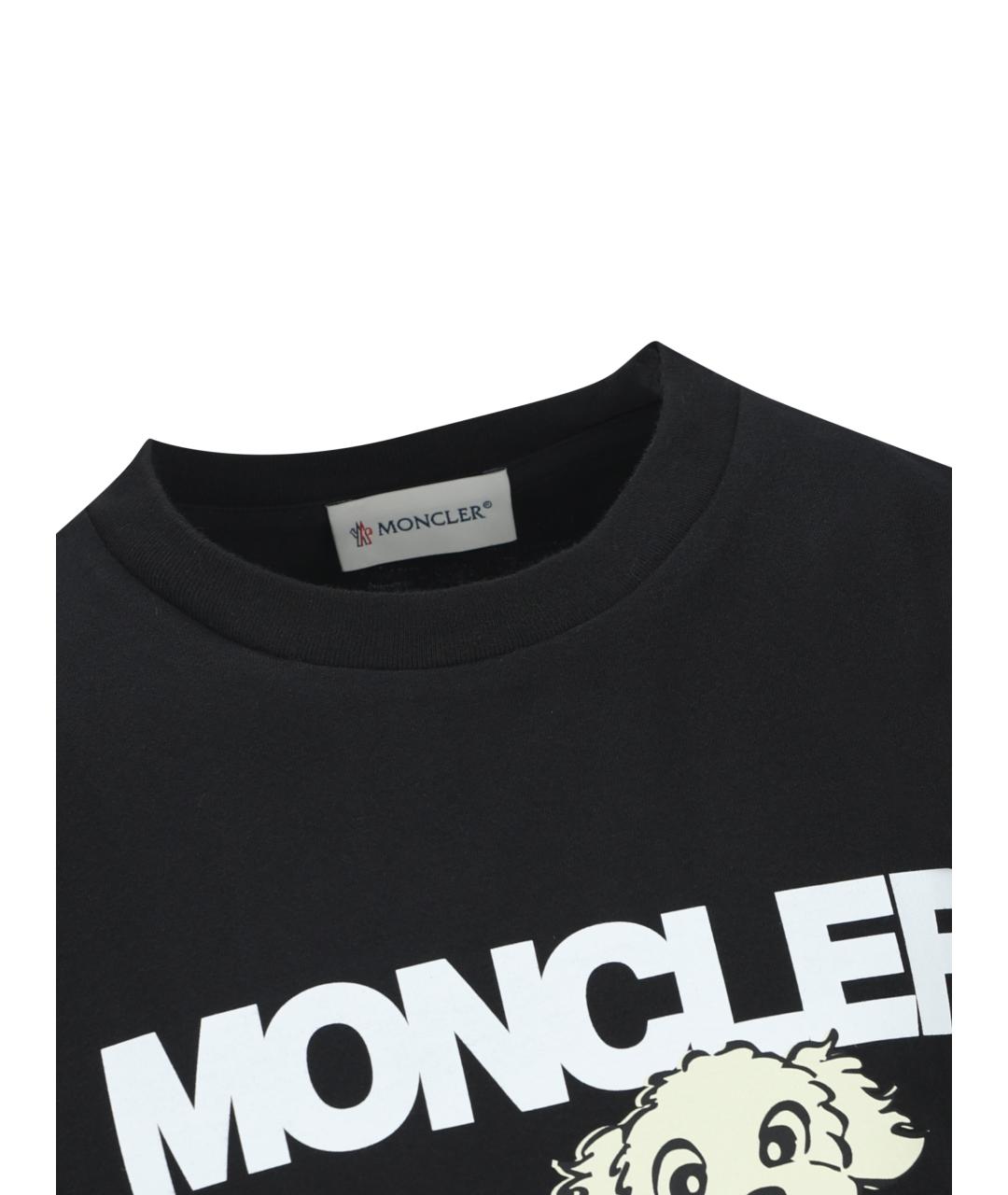 MONCLER Черная хлопковая детская футболка, фото 3