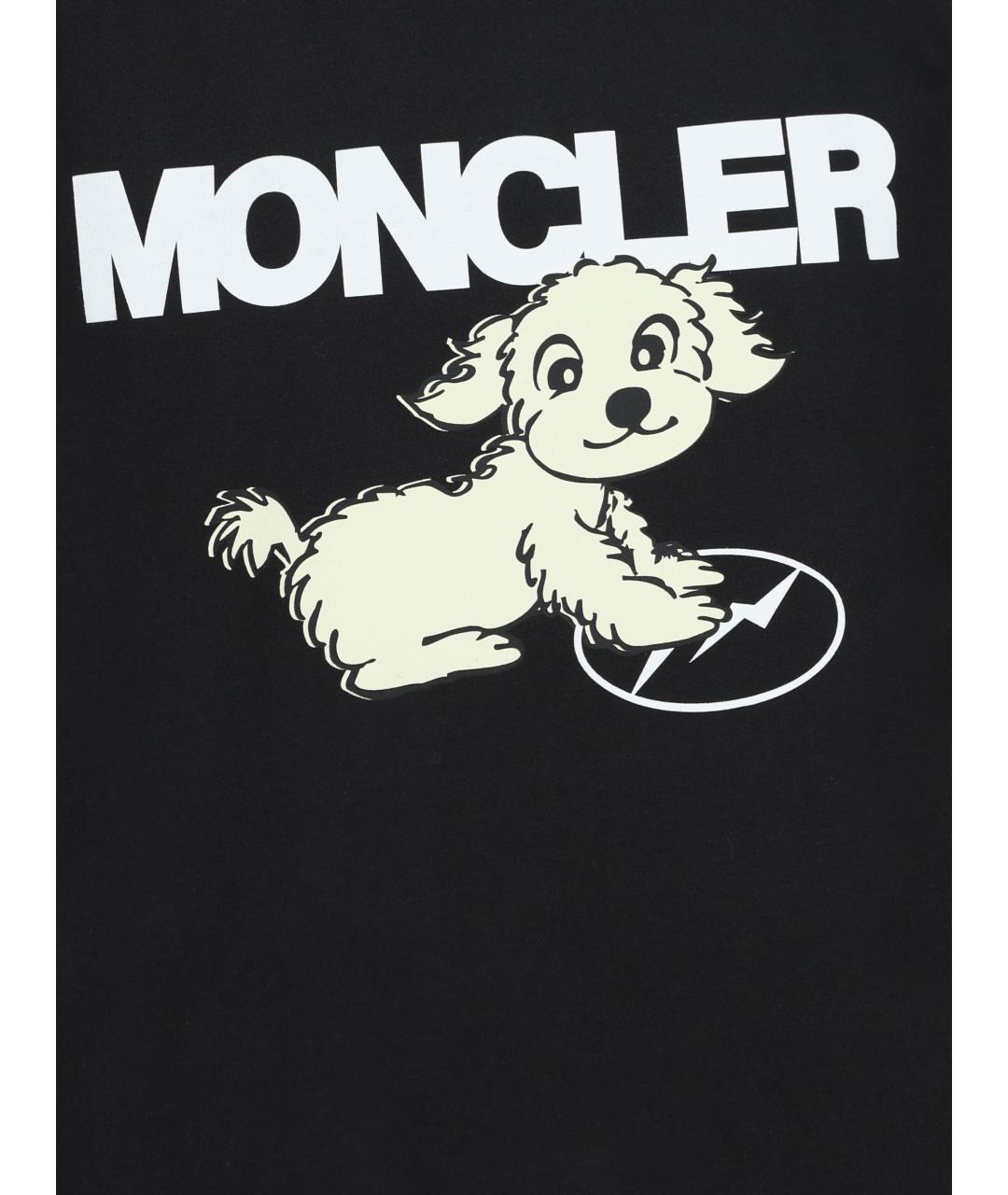 MONCLER Черная хлопковая детская футболка, фото 4