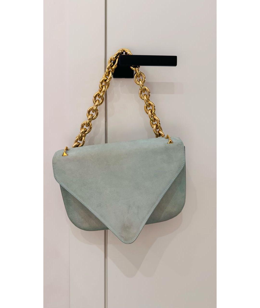 BOTTEGA VENETA Бирюзовая замшевая сумка через плечо, фото 9