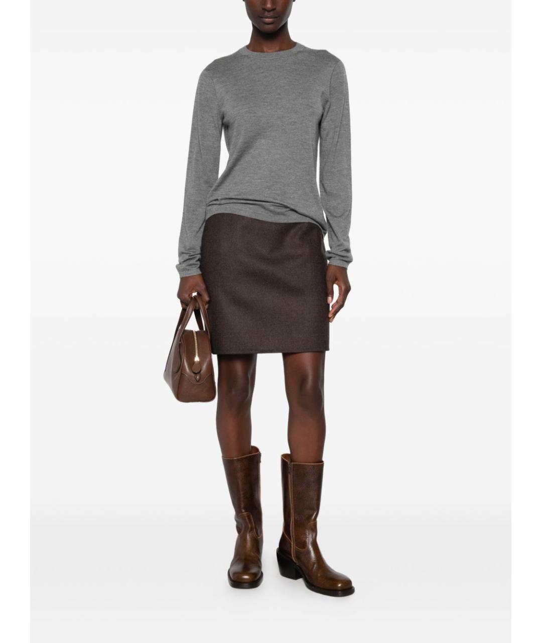 MAX MARA Серая юбка мини, фото 5