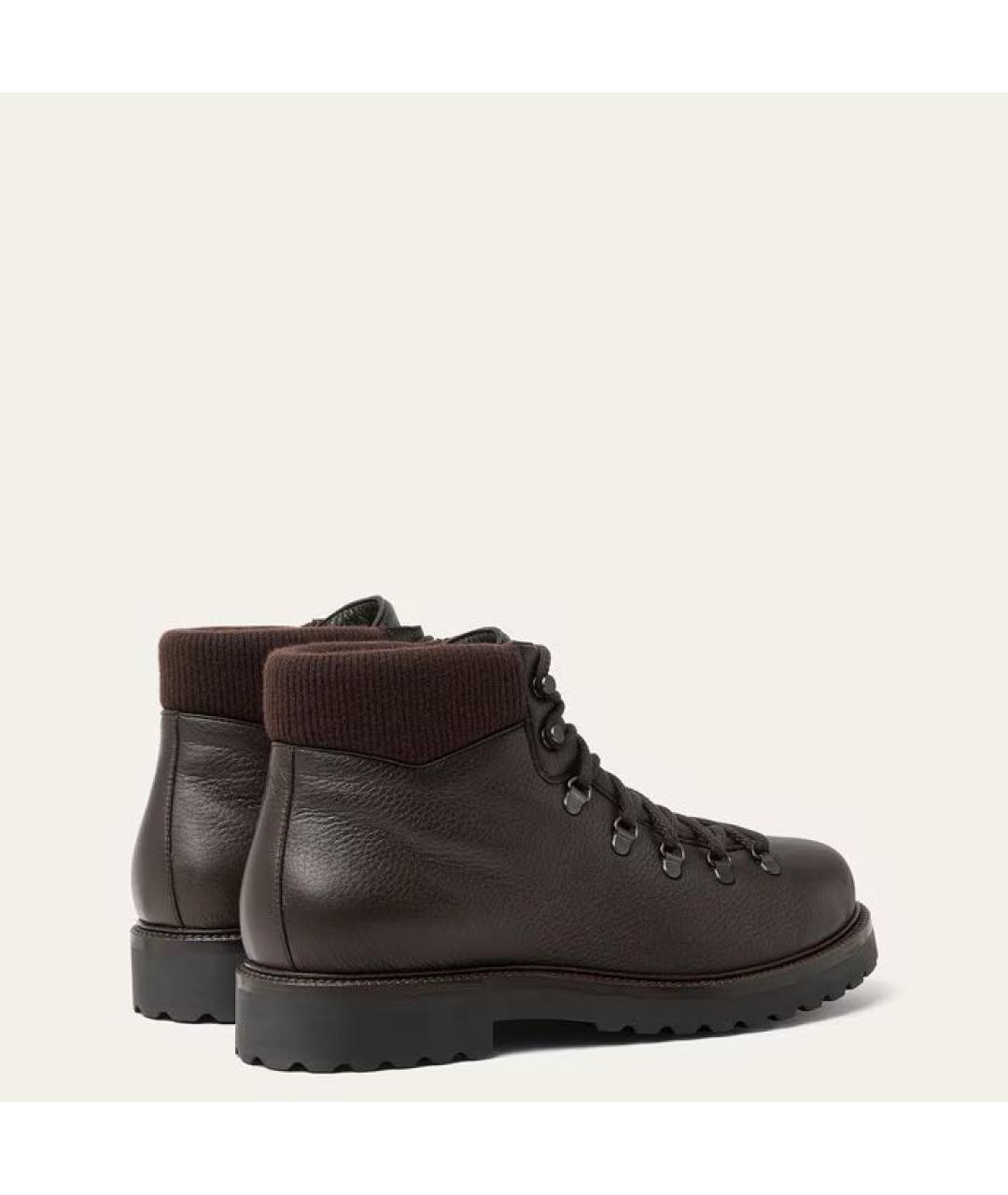 LORO PIANA Коричневые кожаные высокие ботинки, фото 3