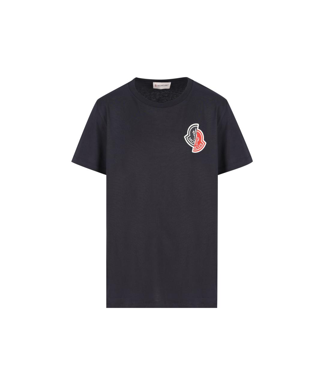 MONCLER KIDS Темно-синяя хлопковая детская футболка, фото 5