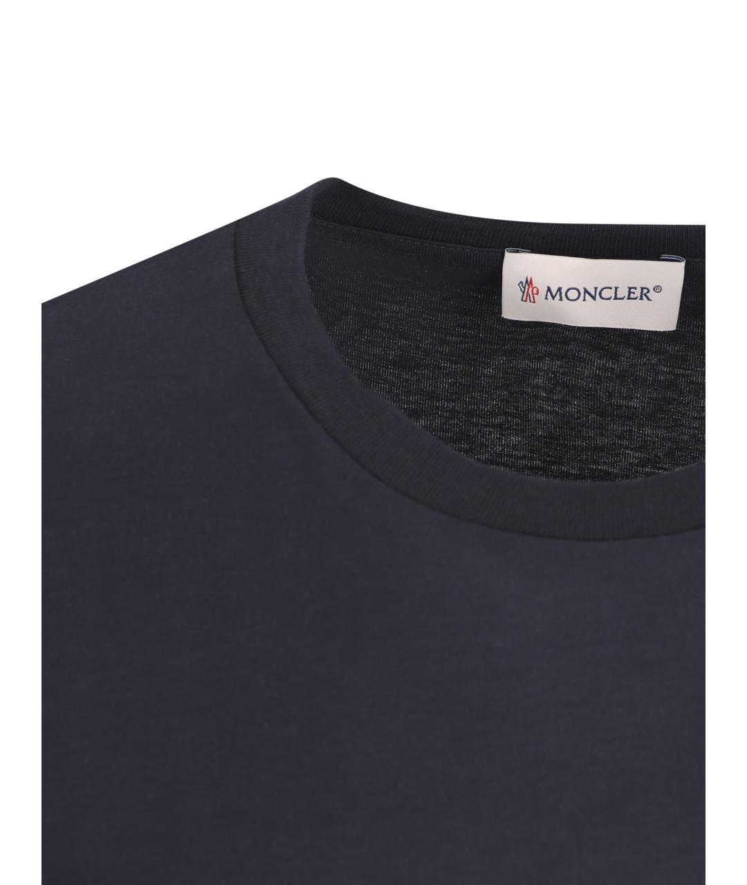 MONCLER KIDS Темно-синяя хлопковая детская футболка, фото 3