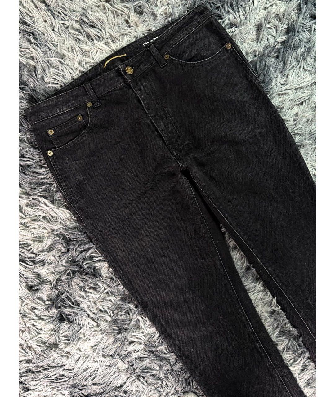 SAINT LAURENT Черные хлопковые джинсы скинни, фото 4