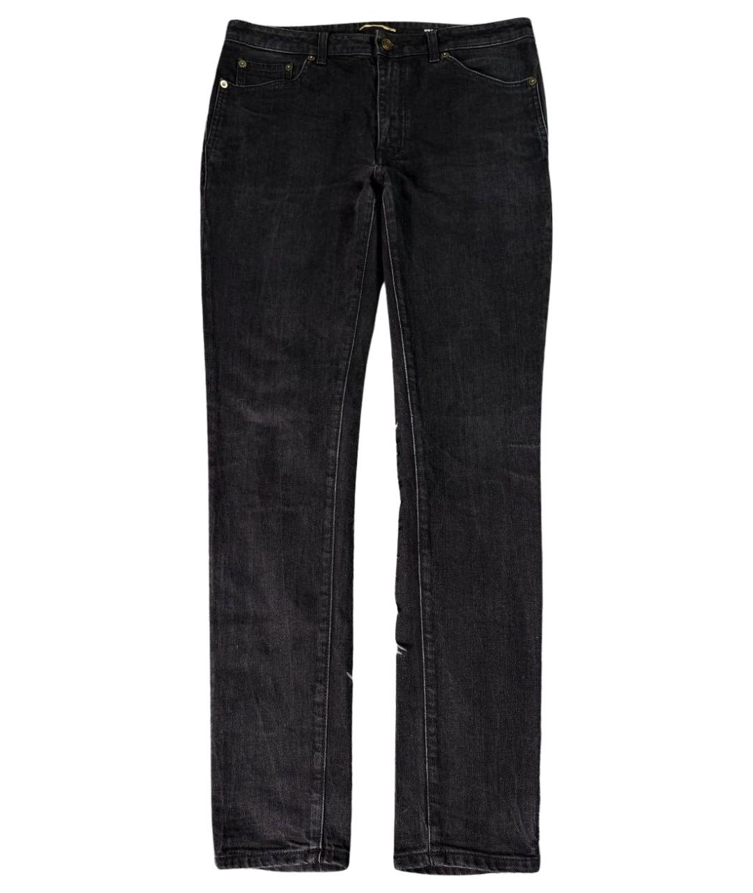 SAINT LAURENT Черные хлопковые джинсы скинни, фото 1