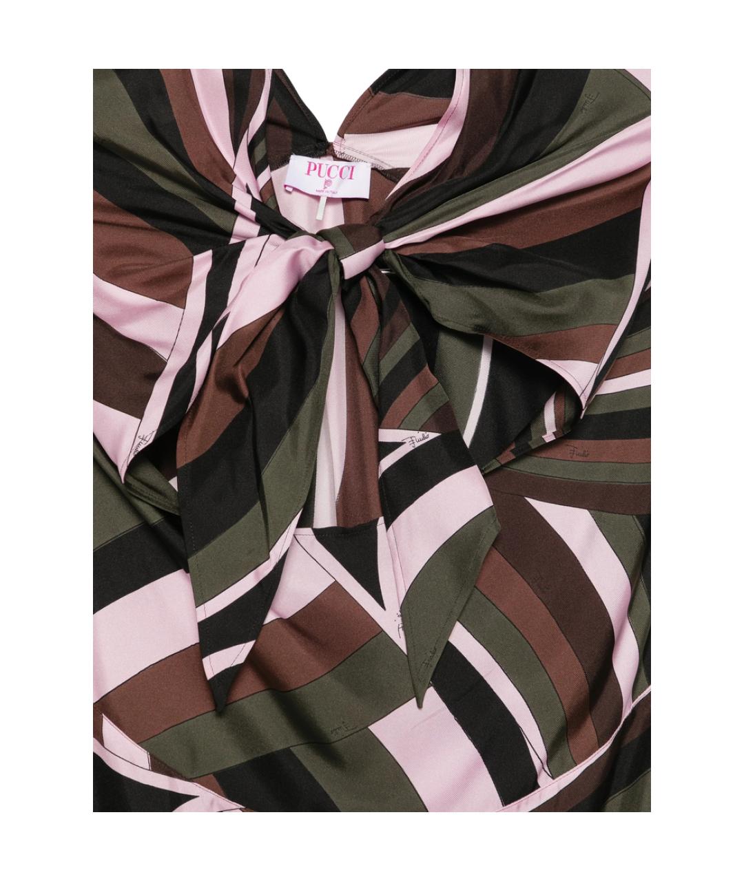 PUCCI Коричневое шелковое повседневное платье, фото 3