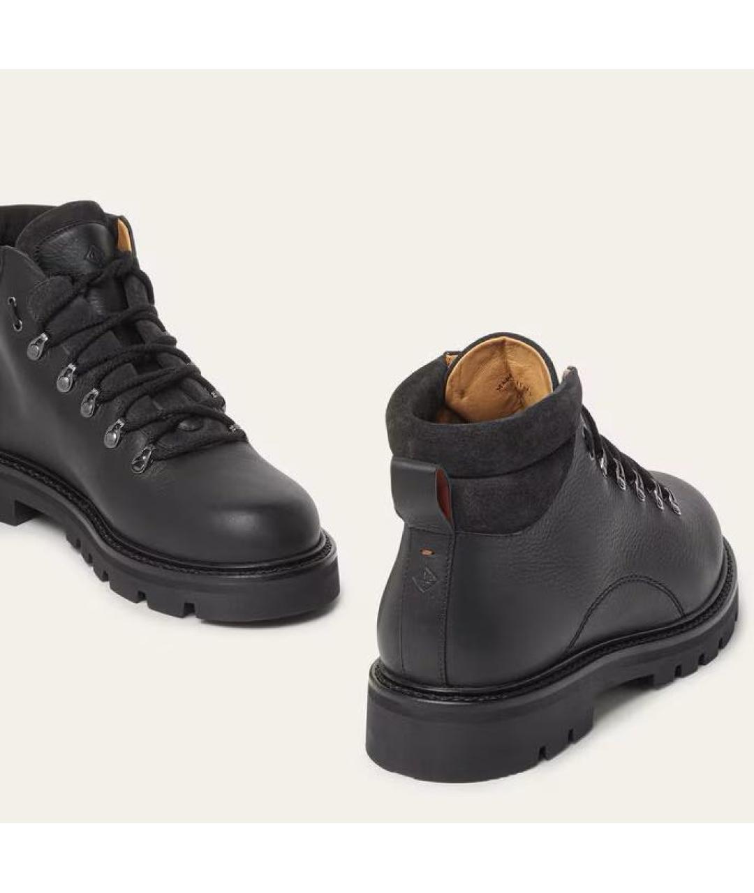 LORO PIANA Черные кожаные высокие ботинки, фото 6