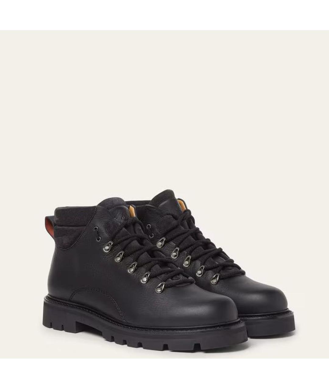 LORO PIANA Черные кожаные высокие ботинки, фото 2