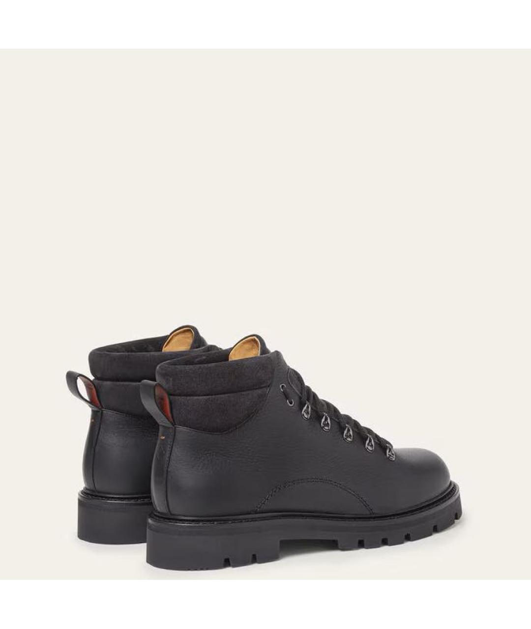 LORO PIANA Черные кожаные высокие ботинки, фото 3