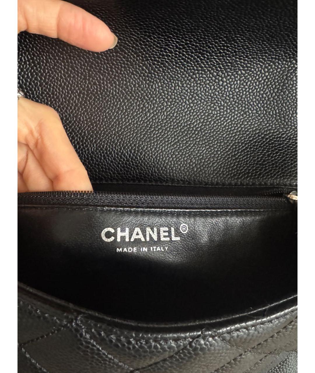 CHANEL Черная кожаная сумка с короткими ручками, фото 8