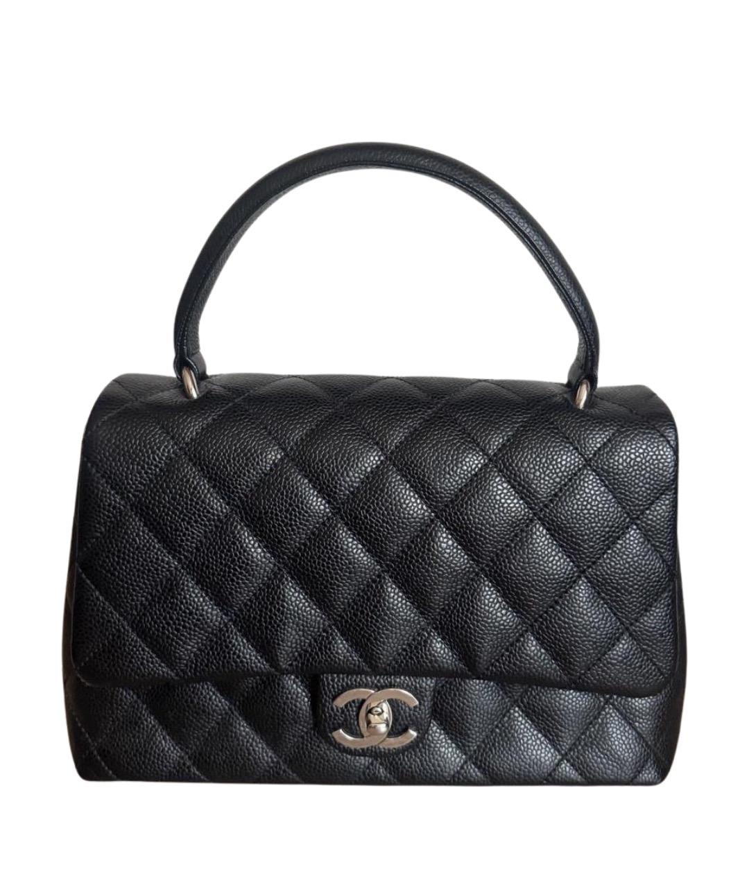 CHANEL Черная кожаная сумка с короткими ручками, фото 1
