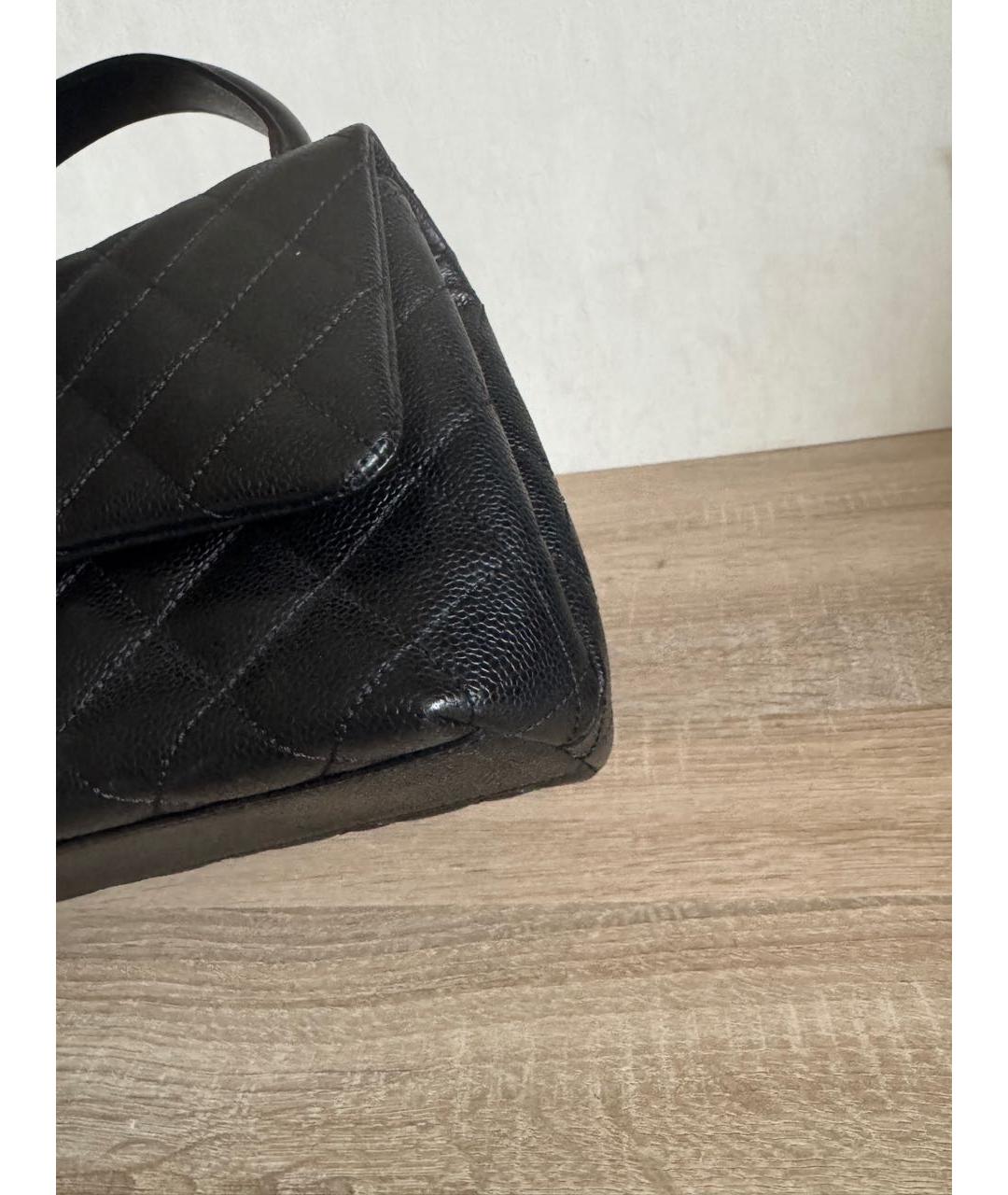 CHANEL Черная кожаная сумка с короткими ручками, фото 4