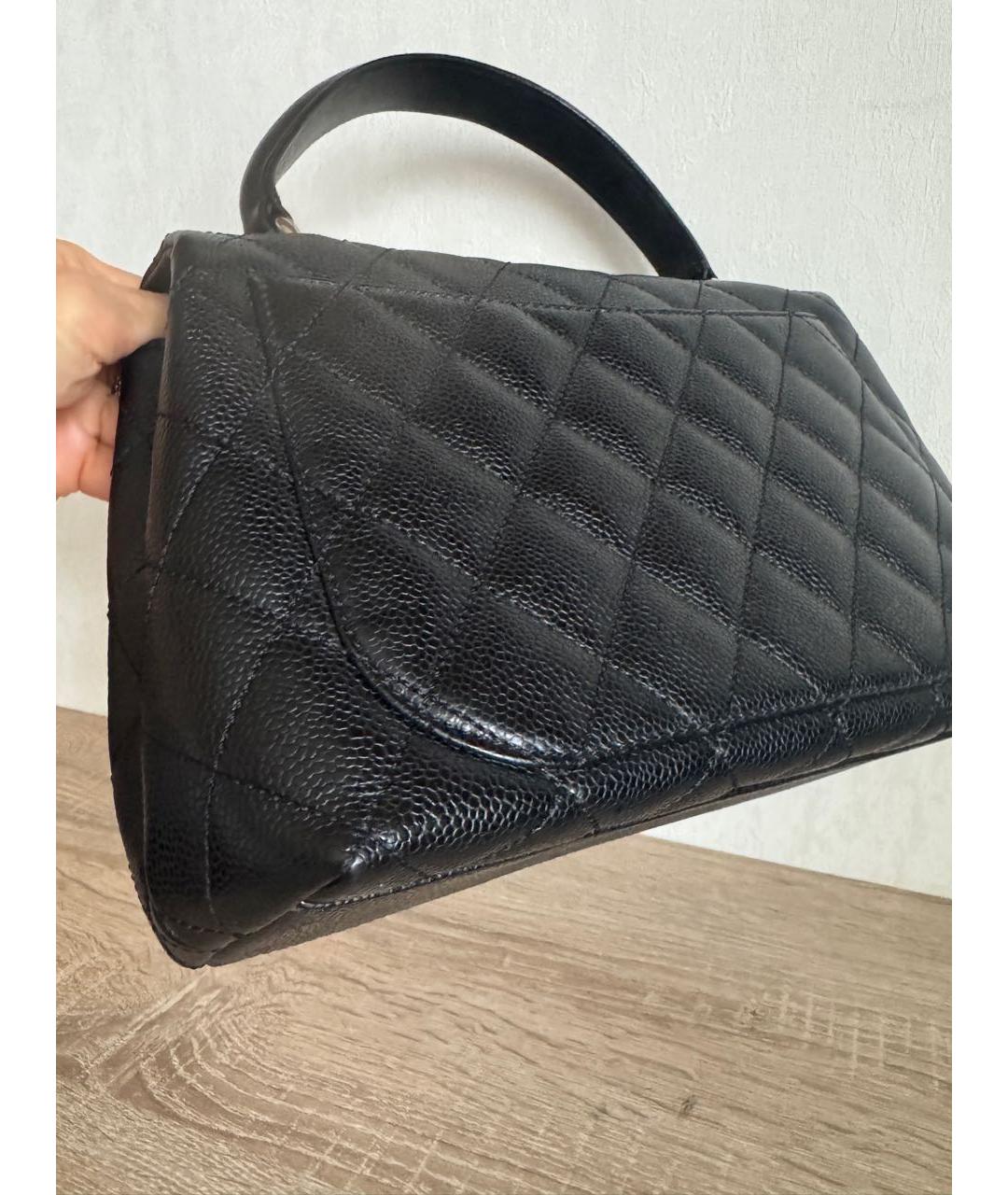 CHANEL Черная кожаная сумка с короткими ручками, фото 3