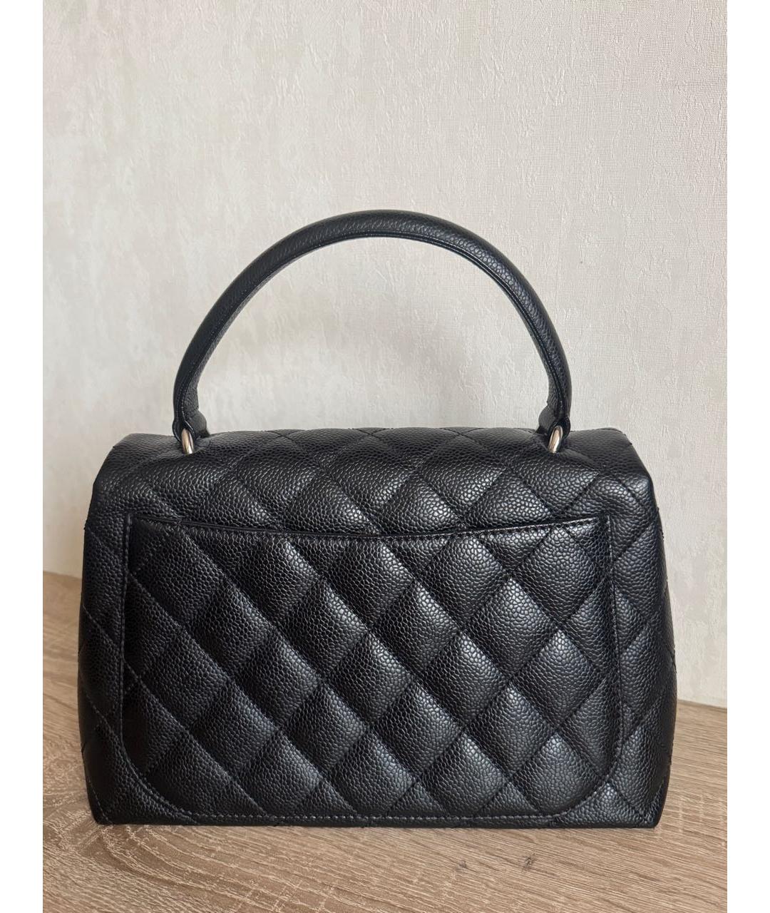CHANEL Черная кожаная сумка с короткими ручками, фото 2